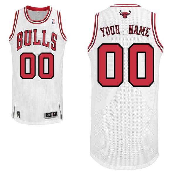 Men Chicago Bulls White Custom Authentic NBA Jersey->->Custom Jersey